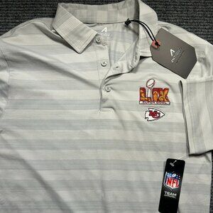 Antigua Super Bowl LVII Kansas City Chiefs Tunnel Polo Shirt  M  Gray & White St